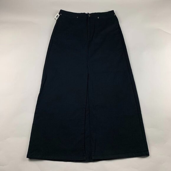 GAP Vintage 2000 Black Stretch Canvas Split Front Maxi Skirt 12 New - Picture 1 of 8